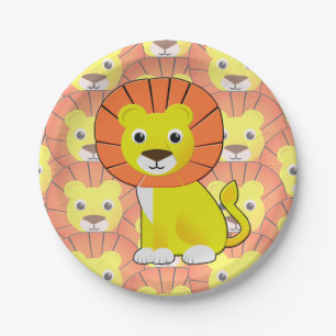 Cute Baby Lion All Over Print Pattern Paper Plate