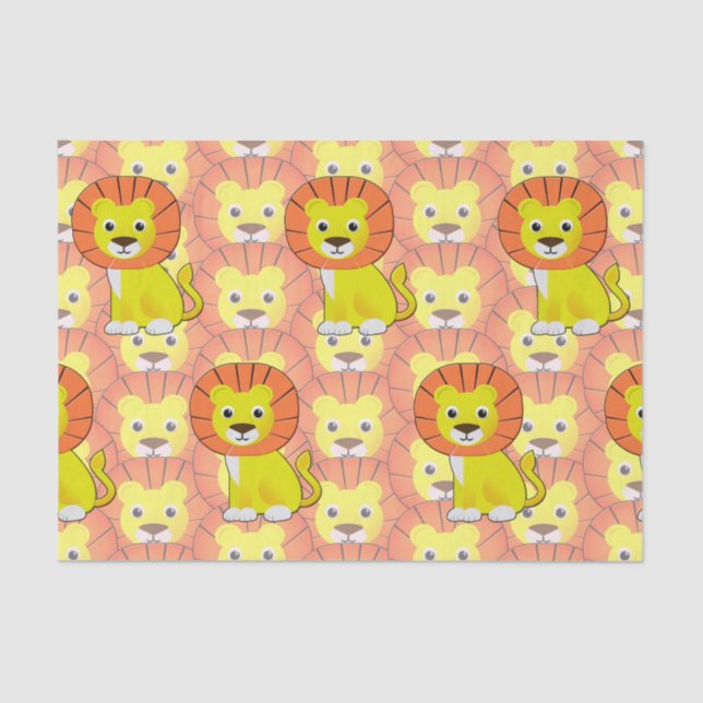 Cute Baby Lion All Over Print Pattern Tissue Paper (Front)