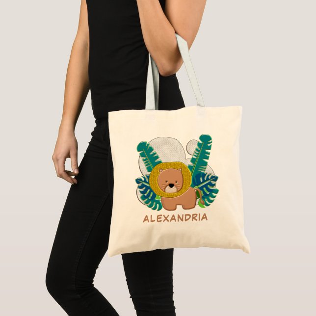 Cute Baby Lion Animal Jungle Fun Personalize Tote Bag (Front (Product))