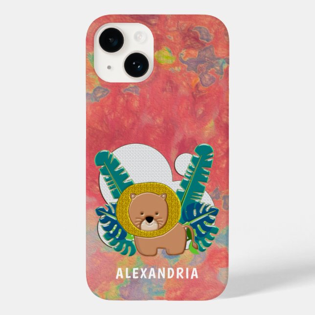 Cute Baby Lion Animal Jungle Modern Personalize Case-Mate iPhone Case (Back)