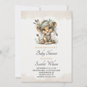 Cute Baby Lion Baby Shower Invitation