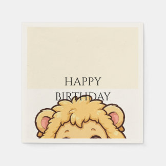 Cute Baby Lion Birthday Napkins