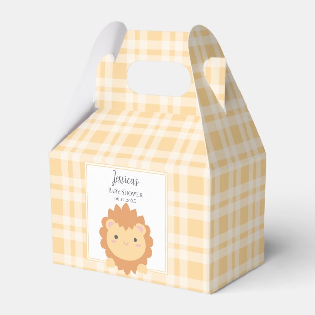 Cute Baby Lion Cub Jungle Animal Boy Baby Shower Favor Box (Front Side)