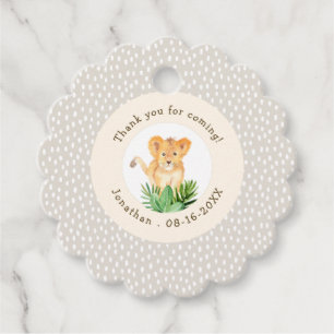 Cute Baby Lion Jungle Dotted Thank You Birthday Favour Tags
