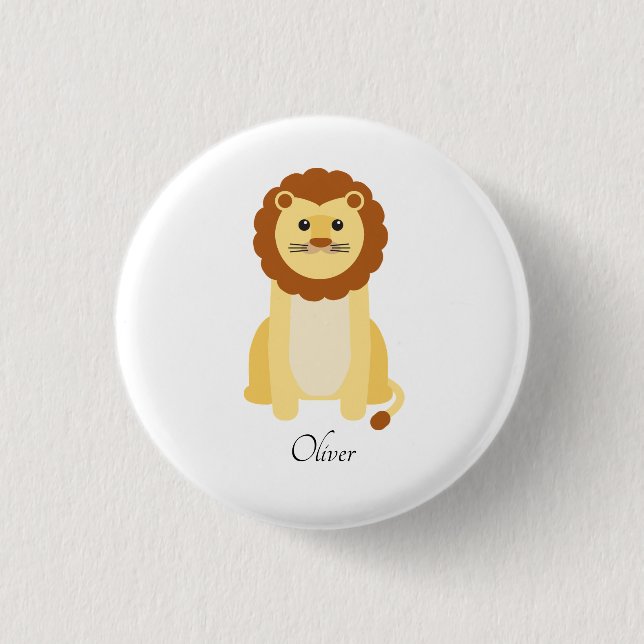 Cute Baby Lion Personalized 1 Inch Round Button (Front)