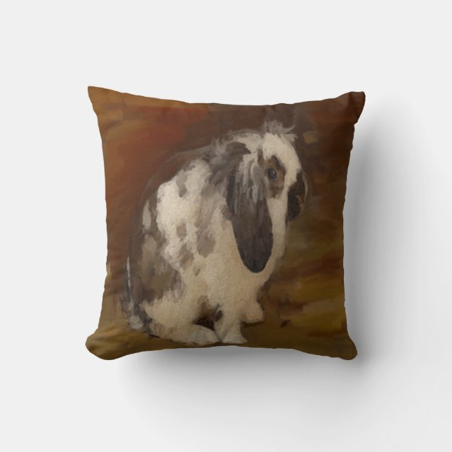 Cute, Baby Lop Eared Rabbit Throw Pillow (Front)