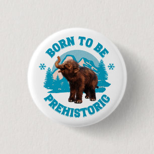 Cute Baby Mammoth Prehistoric Kids Birthday 1 Inch Round Button