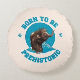 Cute Baby Mammoth Prehistoric Kids Birthday Round Pillow