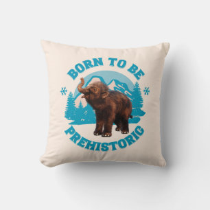 Cute Baby Mammoth Prehistoric Kids Birthday Throw Pillow