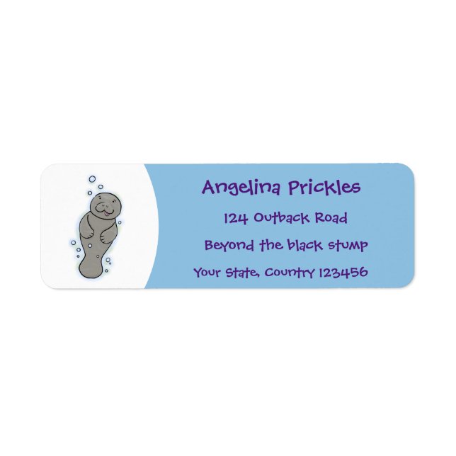 Cute baby manatee with bubbles illustration (Front)