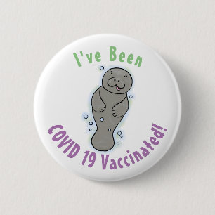 Cute baby manatee with bubbles illustration 2 inch round button