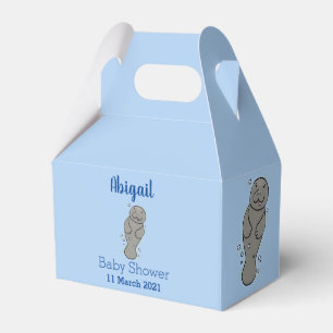 Cute baby manatee with bubbles illustration favor box