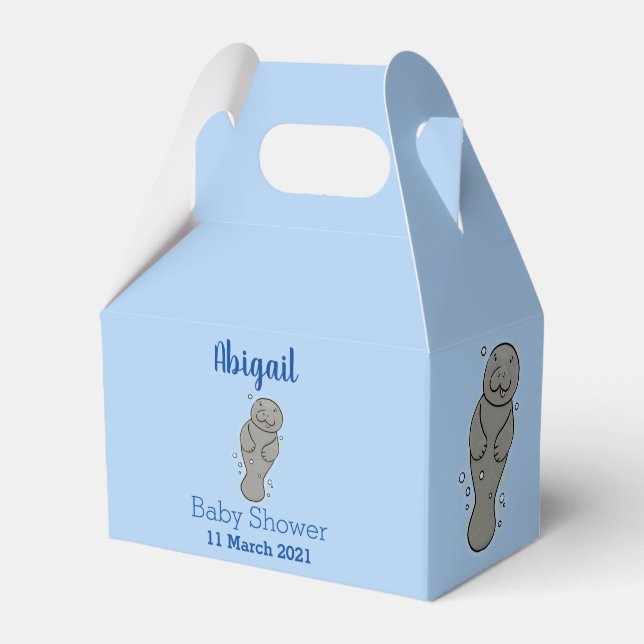 Cute baby manatee with bubbles illustration favor box (Front Side)