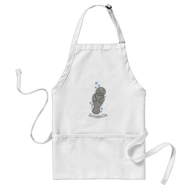 Cute baby manatee with bubbles illustration standard apron (Front)