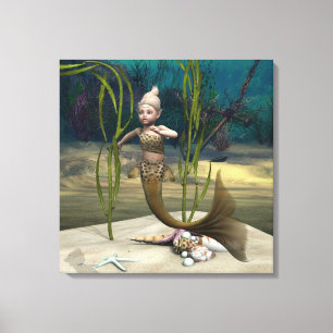 Cute Baby Mermaid Canvas Print