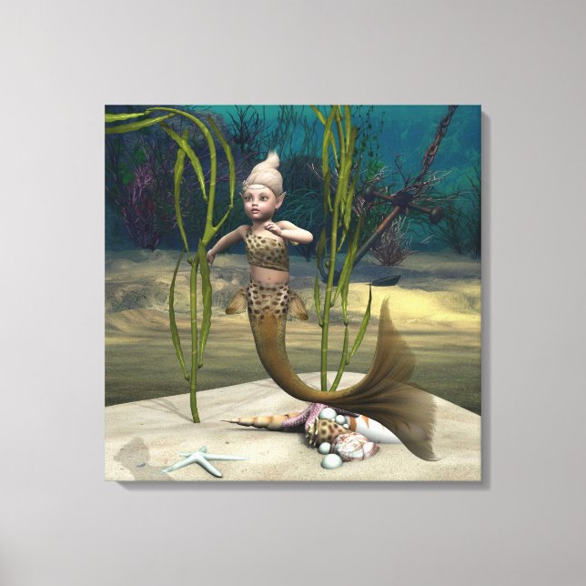 Cute Baby Mermaid Canvas Print (Front)
