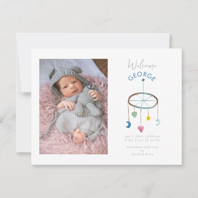 Cute Baby Mobile Photo Baby Announcement (Front)