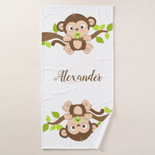 Cute Baby Monkey Bath Towel Set