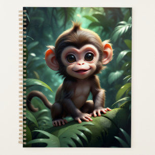 Cute Baby Monkey in Forest Illustration  Planner