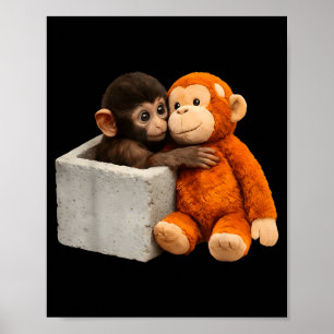 Cute Baby Monkey Named Punch Plush Hugging Lover Poster