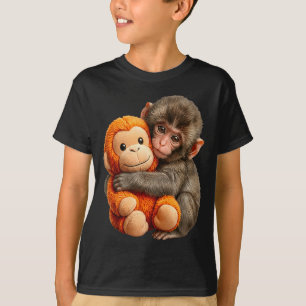 Cute Baby Monkey Named Punch Plush Hugging Lover T-Shirt