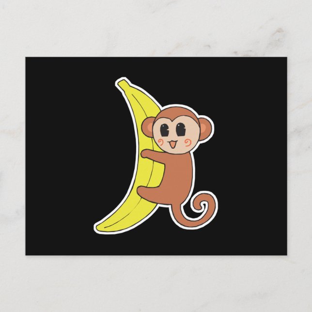 cute baby monkey on banana postcard (Front)