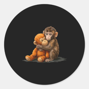 Cute baby monkey punch meme classic round sticker