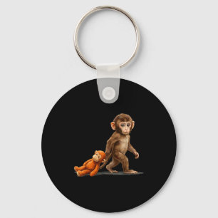 Cute baby monkey punch meme women men Cute baby mo Keychain