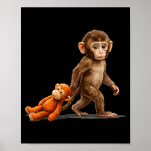 Cute baby monkey punch meme women men Cute baby mo Poster