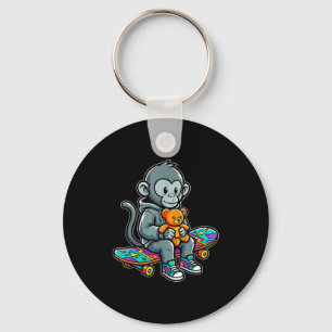 Cute baby monkey punch skater urban streetwear keychain