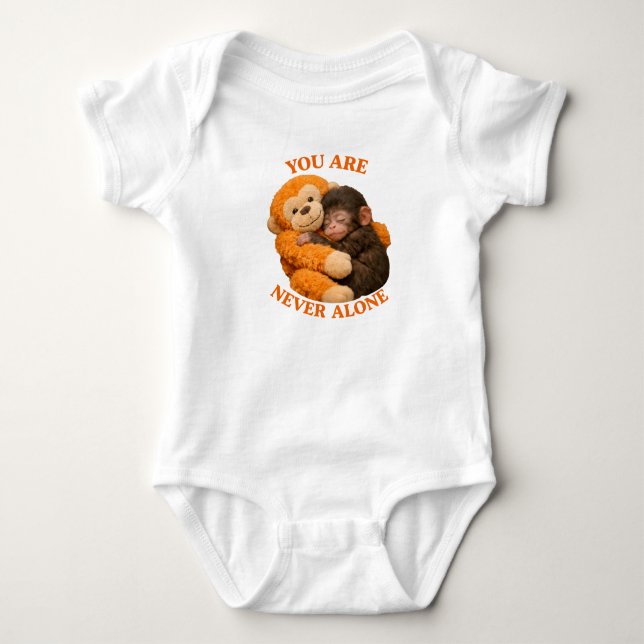 Cute Baby Monkey Punch with plush monkey - Bodysuit (Front)