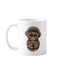 Cute Baby Monkey Reading a Book