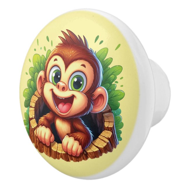 Cute baby monkey unisex ceramic knob (Right)
