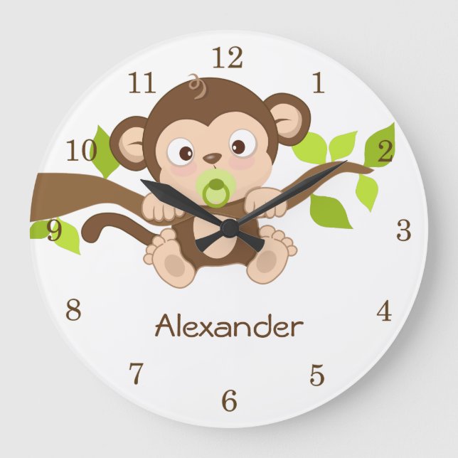 Cute Baby Monkey Wall Clocks (Front)