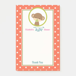 Cute Baby Monkey with a Pacifier on Polka Dots Post-it Notes