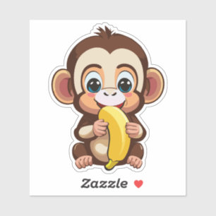 Cute Baby Monkey With His Favourite Meal Banana