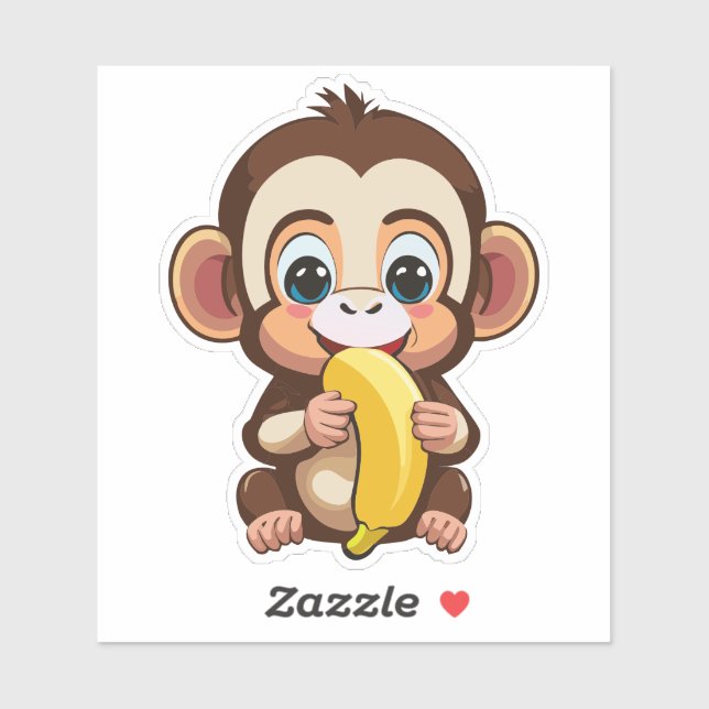 Cute Baby Monkey With His Favourite Meal Banana (Sheet)