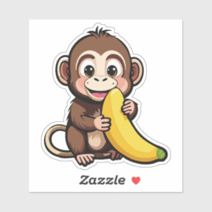 Cute Baby Monkey With His Favourite Meal Banana