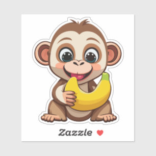 Cute Baby Monkey With His Favourite Meal Banana