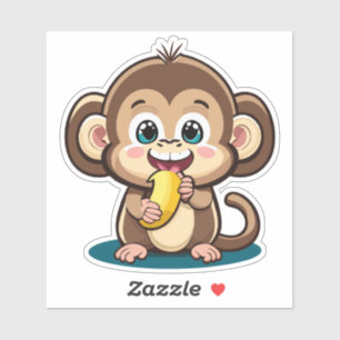 Cute Baby Monkey With His Favourite Meal Banana