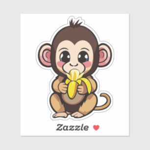 Cute Baby Monkey With His Favourite Meal Banana