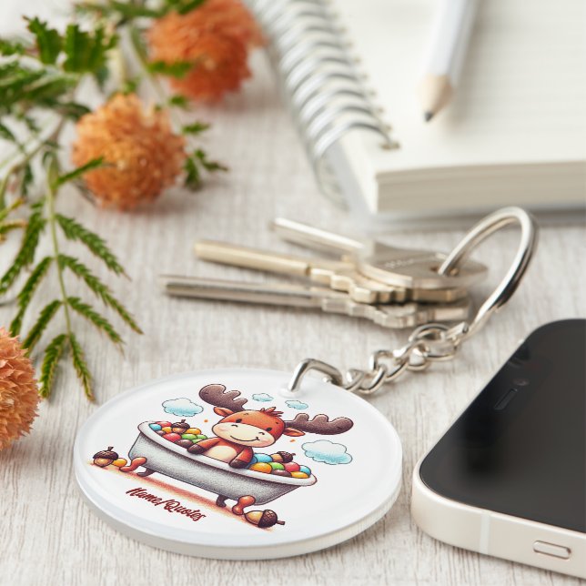 Cute Baby Moose Bath Time Cartoon Illustration (Devant Droit)