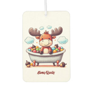 Cute Baby Moose Bath Time Cartoon Illustration Air Freshener
