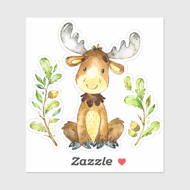 Cute baby moose green brunches frame (Sheet)