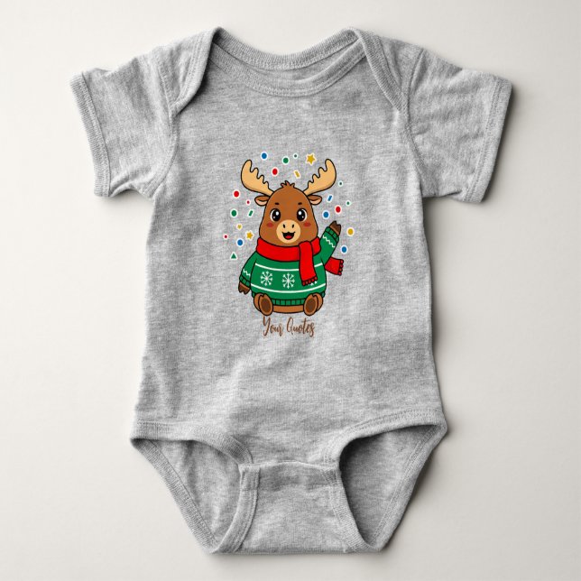 Cute Baby Moose Hello Bodysuit (Front)