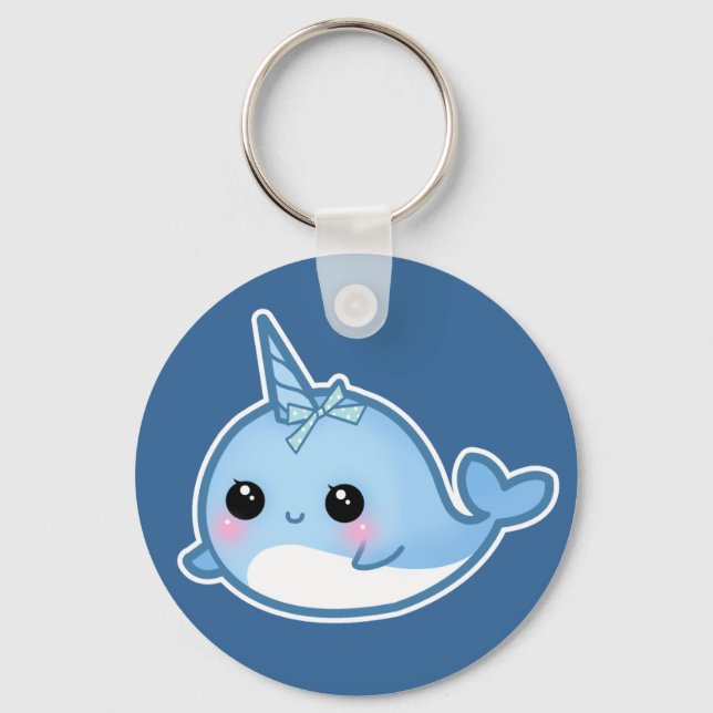Cute baby narwhal keychain (Front)