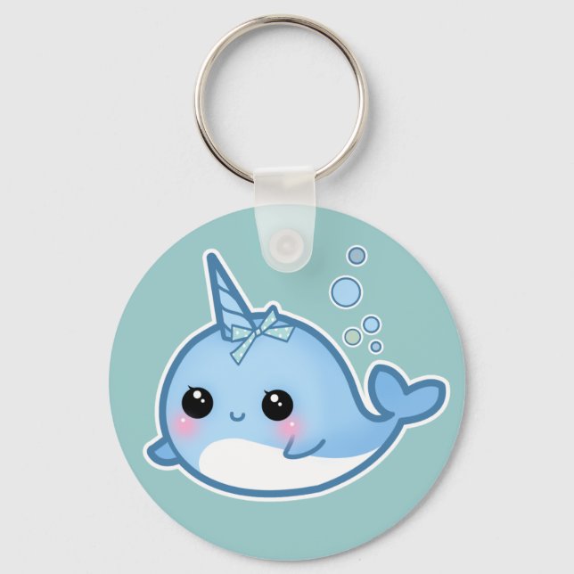 Cute baby narwhal keychain (Front)
