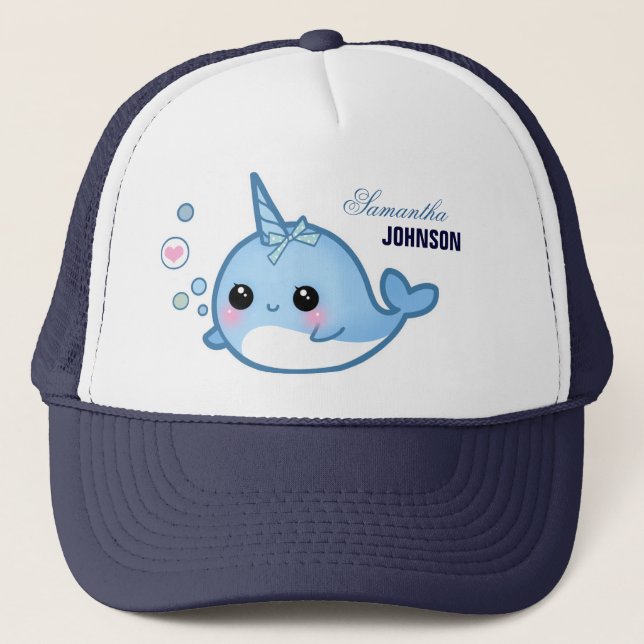 Cute baby narwhal - Personalized Trucker Hat (Front)