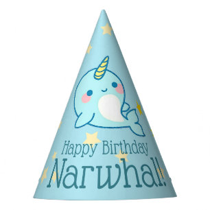 Cute Baby Narwhal Personalized with Stars Party Hat