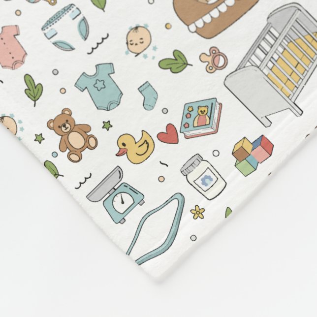 Cute Baby Nursery Seamless Pattern Baby Blanket (Corner)